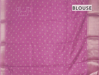 Pink Semi Dola Floral Cross Floral Vines Zari Border Saree