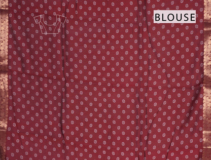 Olive Green Shibori Style Printed Cotton Zari Border Saree