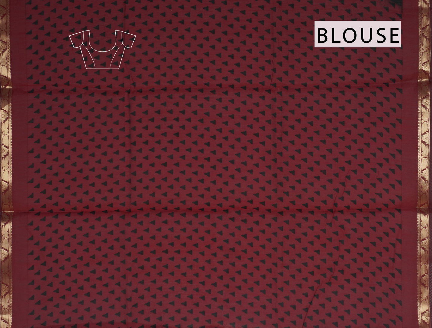 Black Floral Lotus Printed Cotton Zari Border Saree