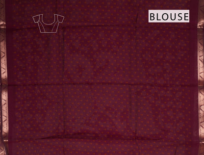 Mustard Yellow Floral Lotus Printed Cotton Zari Border Saree