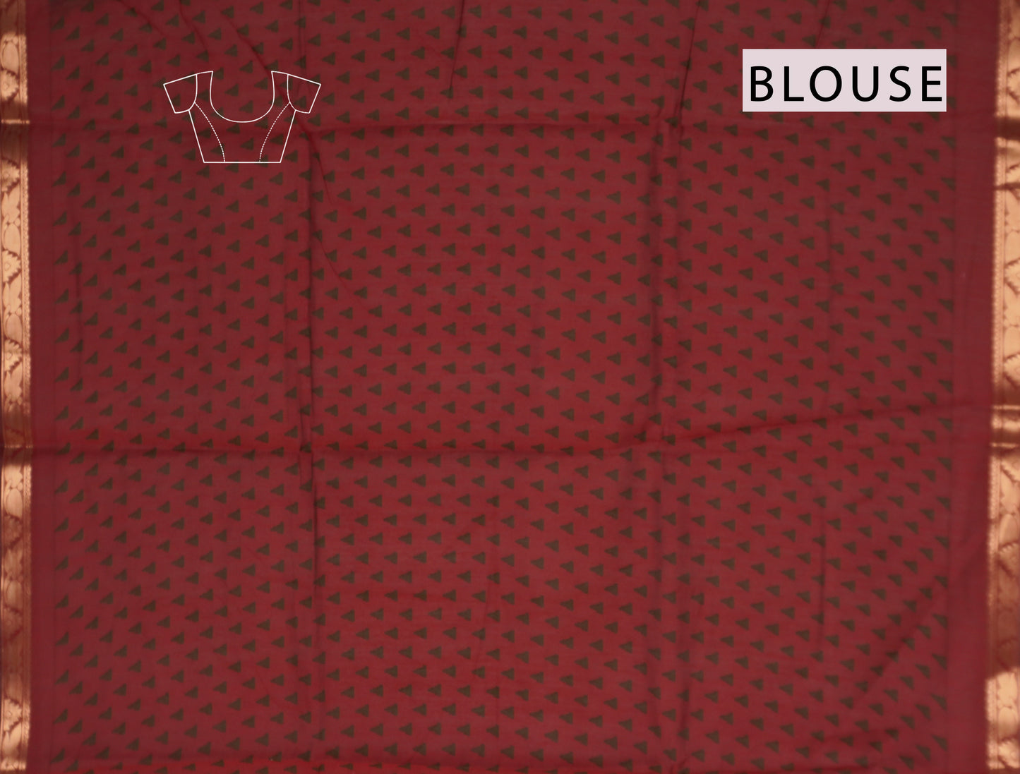 Olive Green Lotus Printed Cotton Zari Border Saree