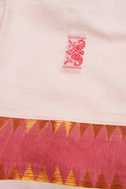 Off White Kerala Cotton Red Butta Rich Pallu Saree NAA109