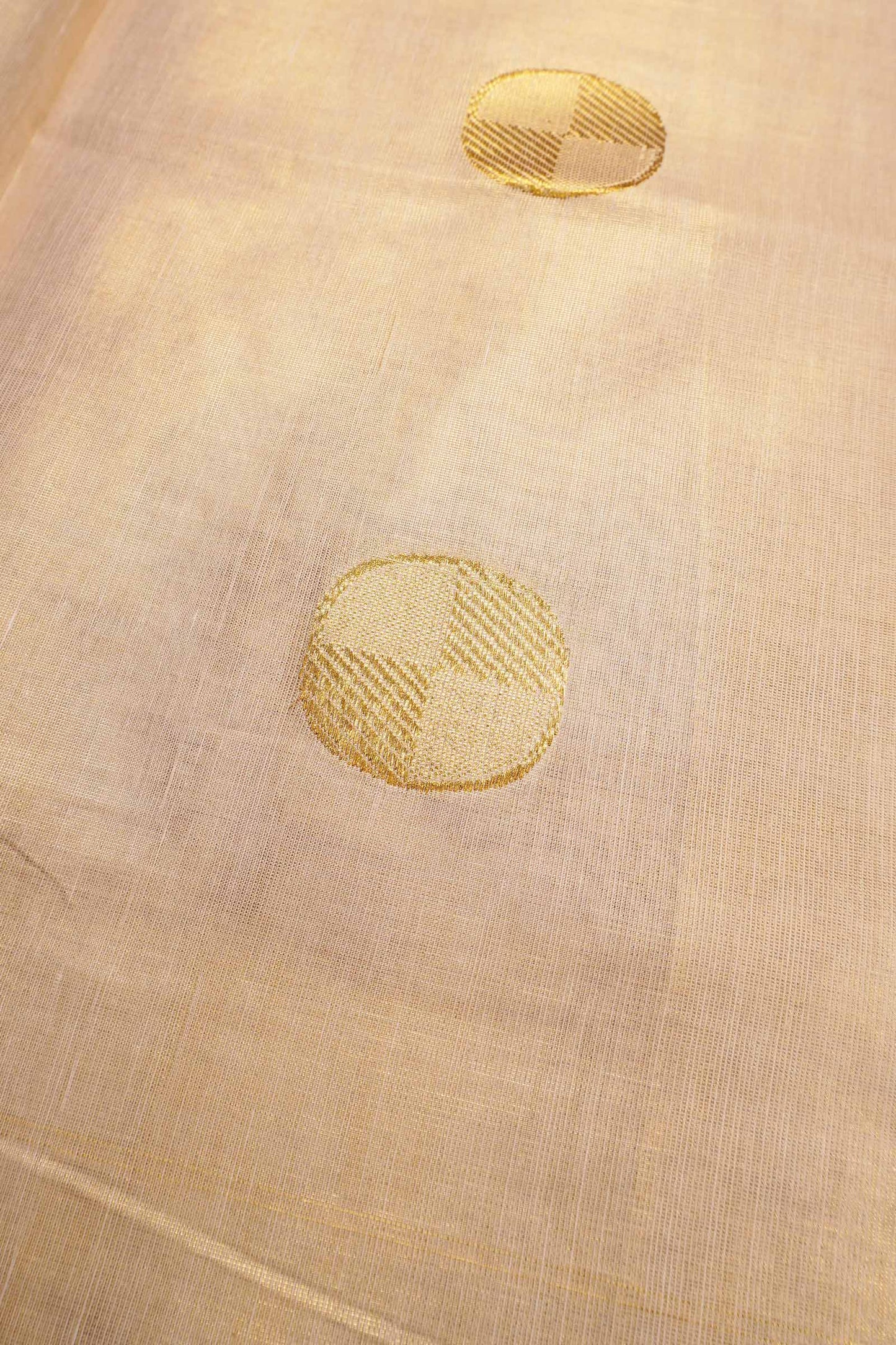 Off White Kerala Tissue Cotton Temple Border Golden Moon Pallu Saree