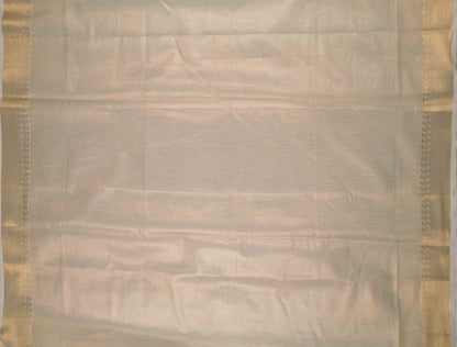 Off White Kerala Tissue Cotton Mango Butta Golden Zari Line Saree