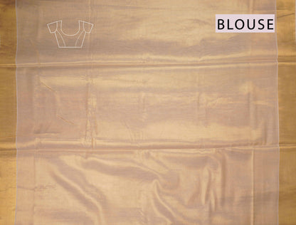 Off White Kerala Tissue Cotton Golden Temple Border Saree