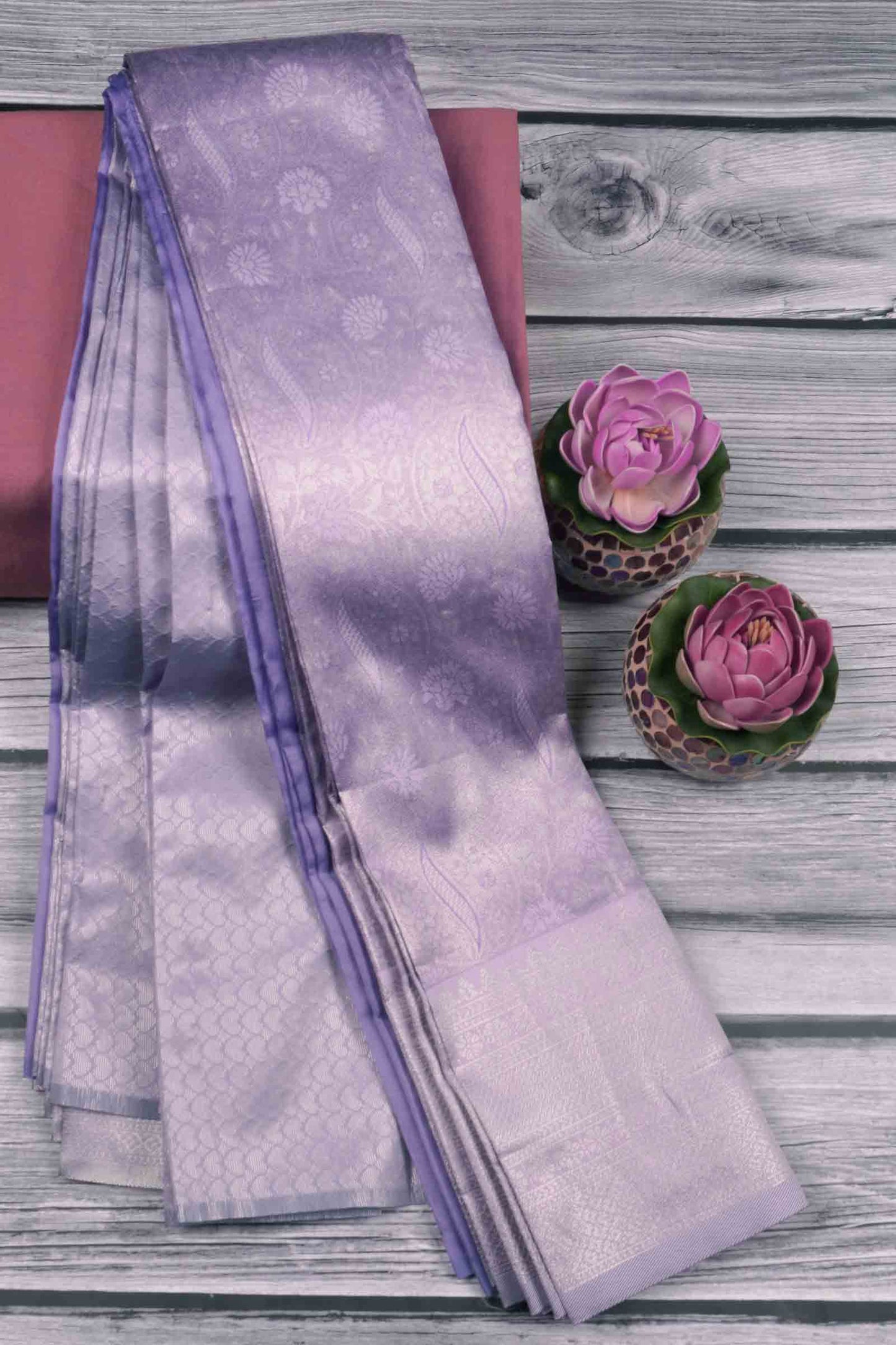 Violet Semi Silk Tissue Self Jacquard Saree