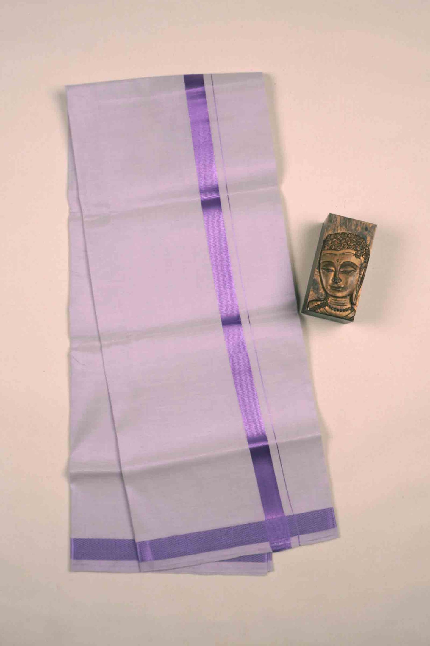 Light Violet Silk Traditional Violet Silver Zari Border Mens Dhoti
