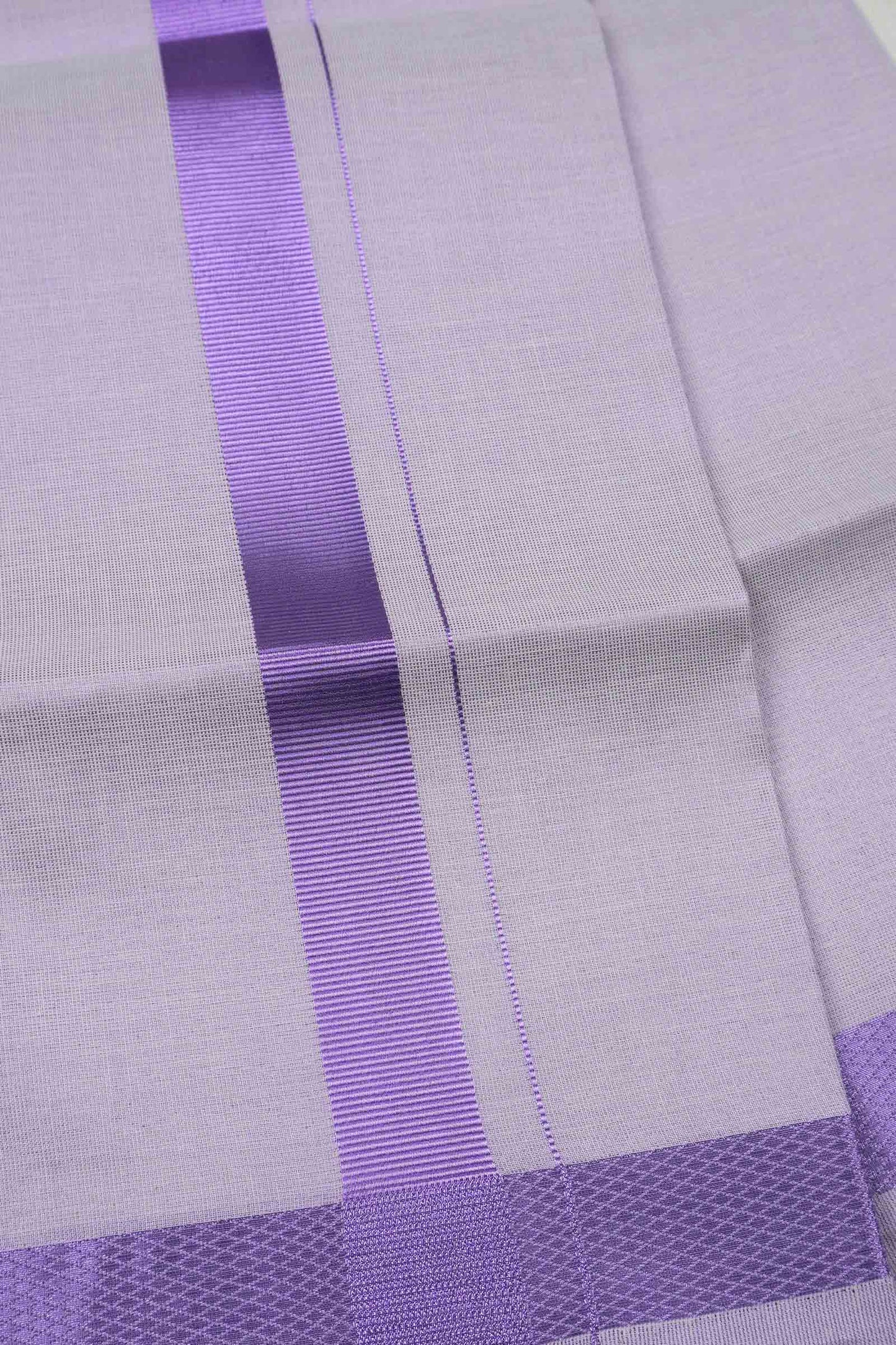 Light Violet Silk Traditional Violet Silver Zari Border Mens Dhoti