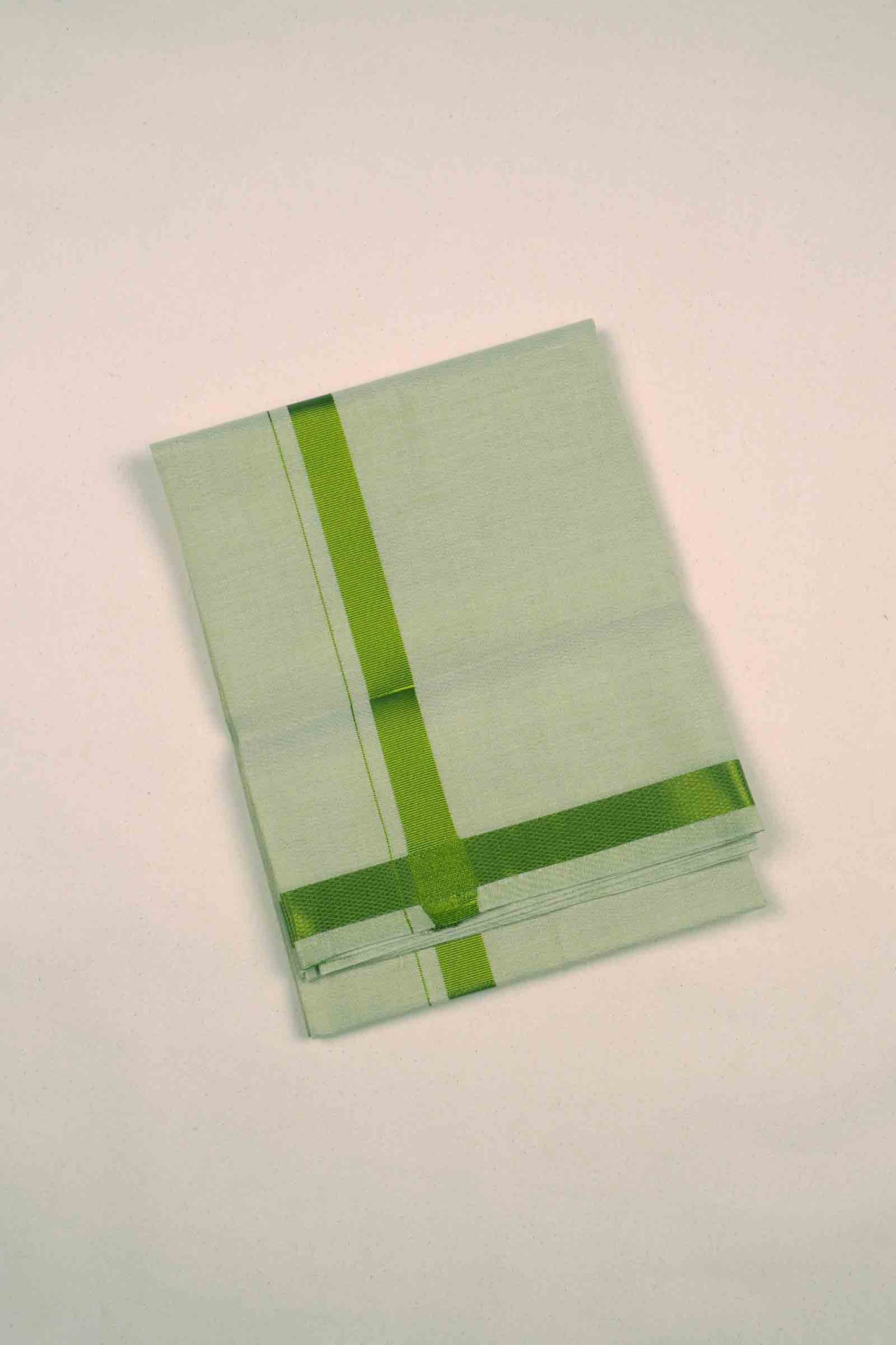 Light Green Silk Traditional Green Zari Border Mens Dhoti