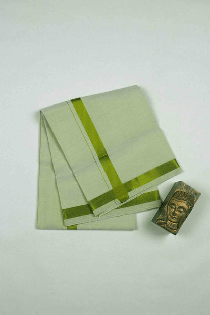 Light Green Silk Traditional Green Zari Border Mens Dhoti