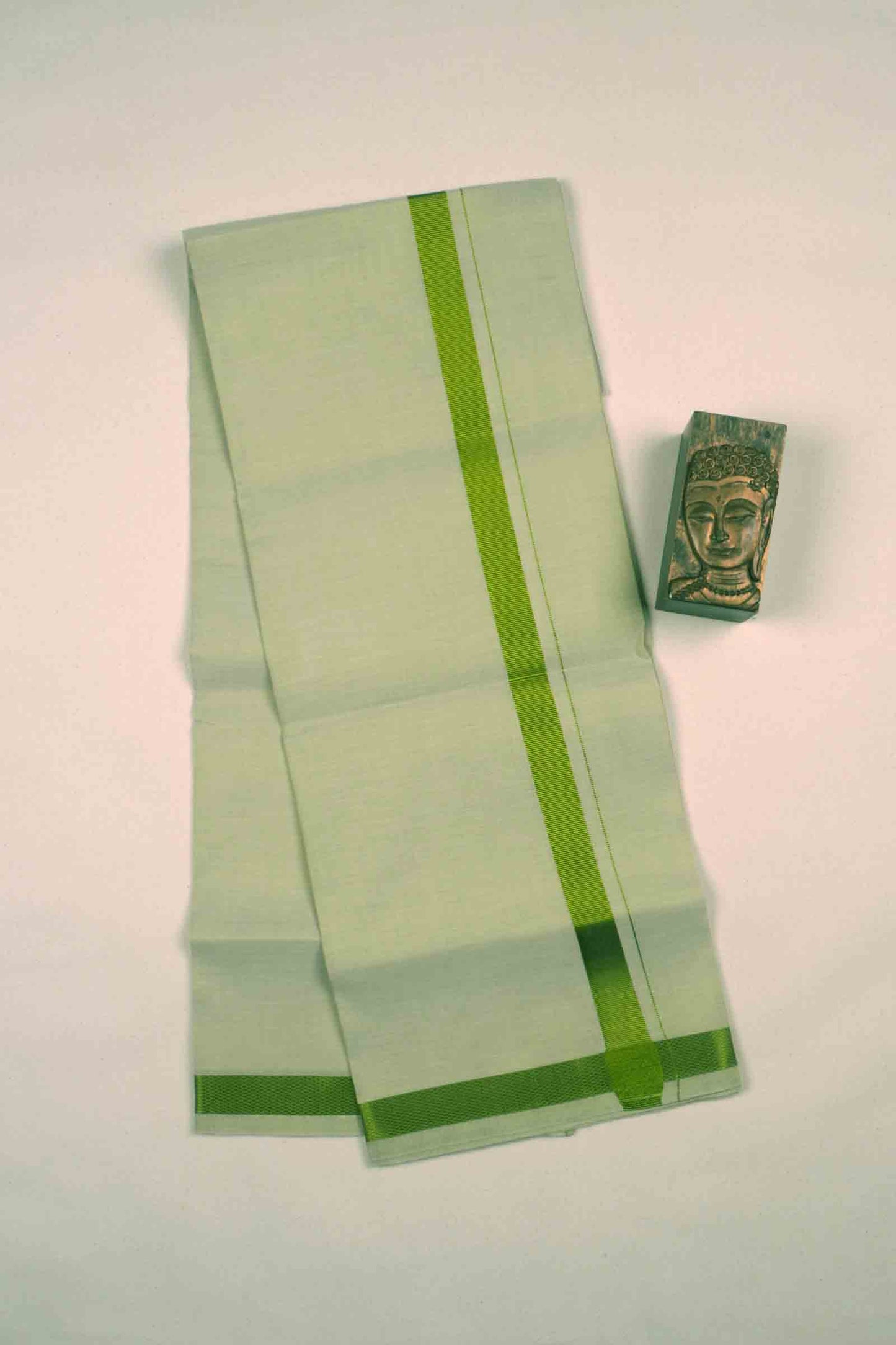 Light Green Silk Traditional Green Zari Border Mens Dhoti