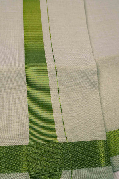Light Green Silk Traditional Green Zari Border Mens Dhoti