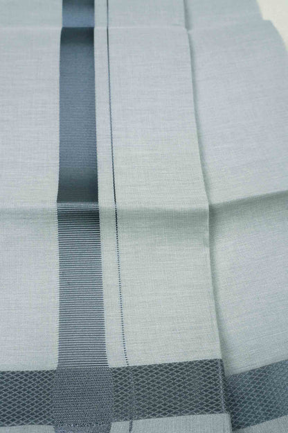 Light Grey Silk Traditional Grey Silver Zari Border Mens Dhoti