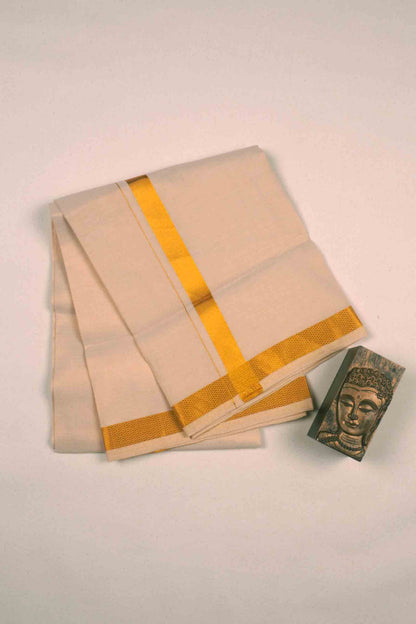 Light Golden Silk Traditional  Golden Zari Border Mens Dhoti