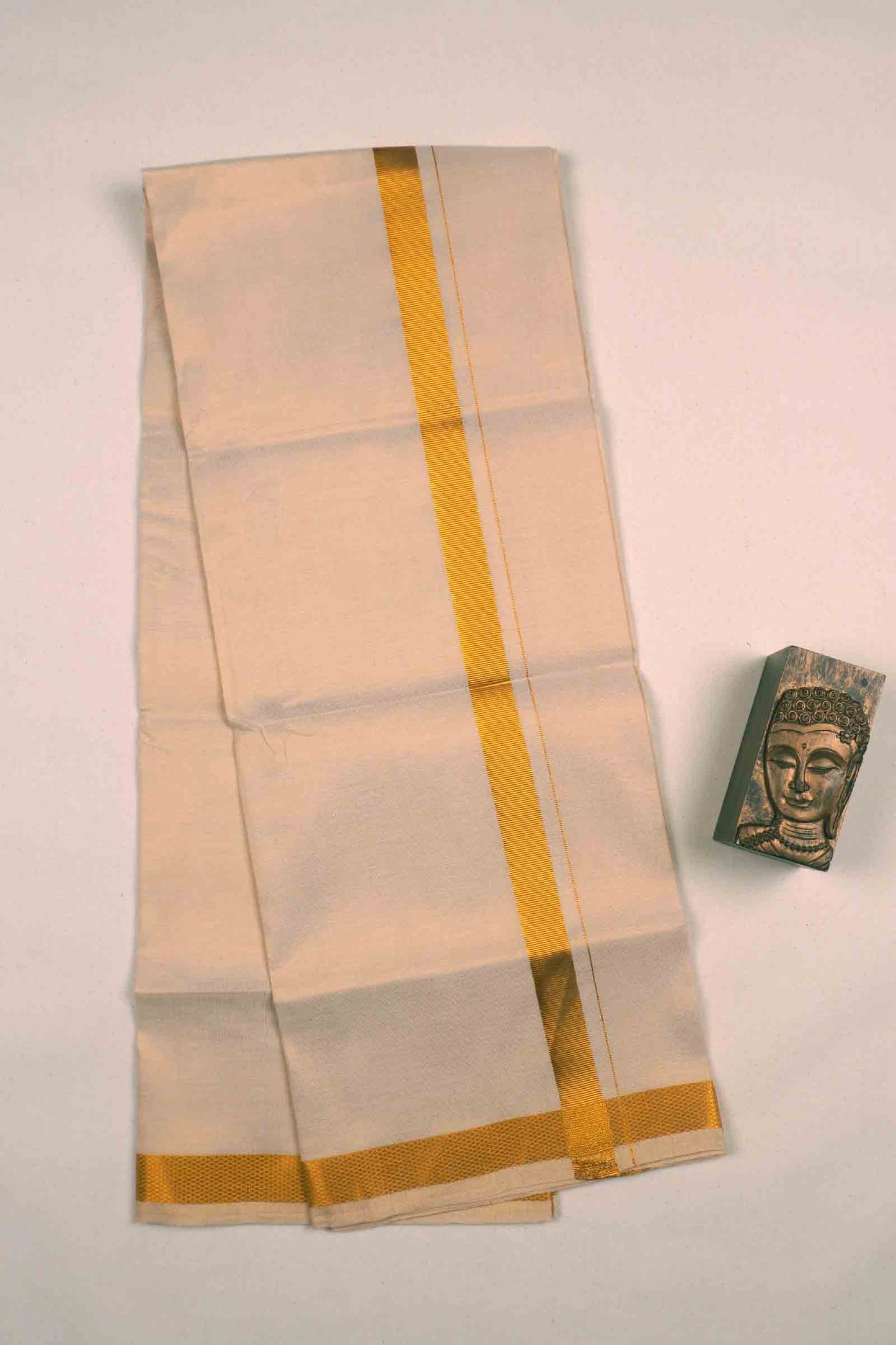 Light Golden Silk Traditional  Golden Zari Border Mens Dhoti