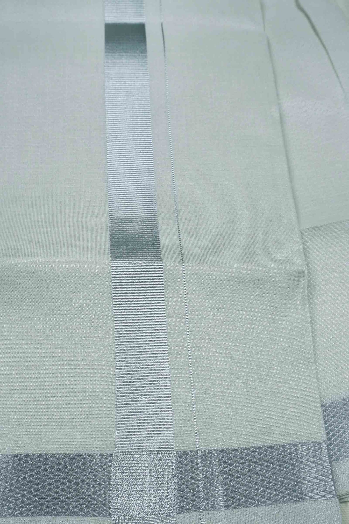 Light Silver Silk Traditional  Silver Zari Border Mens Dhoti