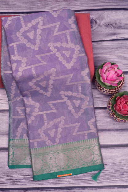 Light Violet Semi Silk Fancy Butta Brocade Pallu Saree