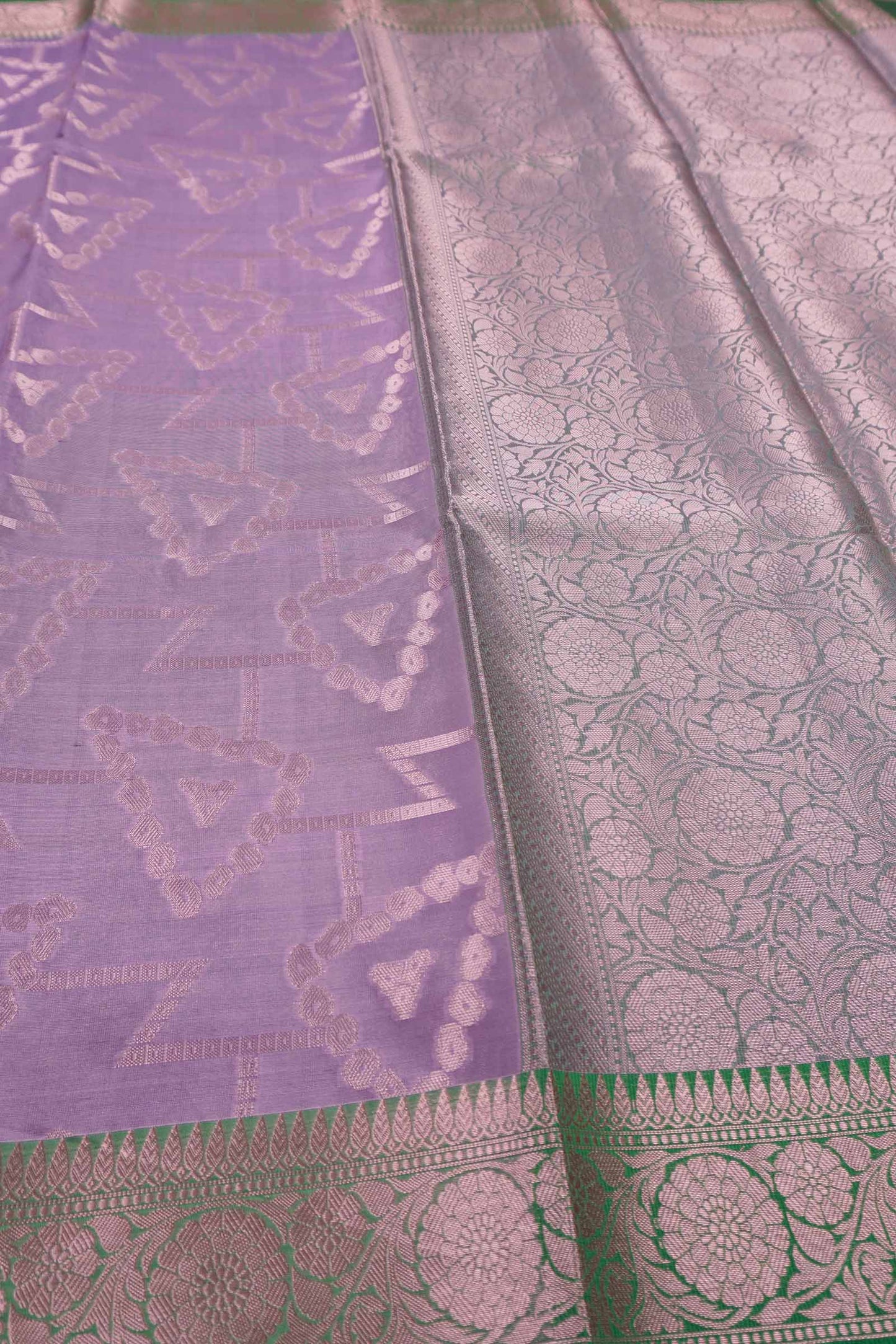 Light Violet Semi Silk Fancy Butta Brocade Pallu Saree