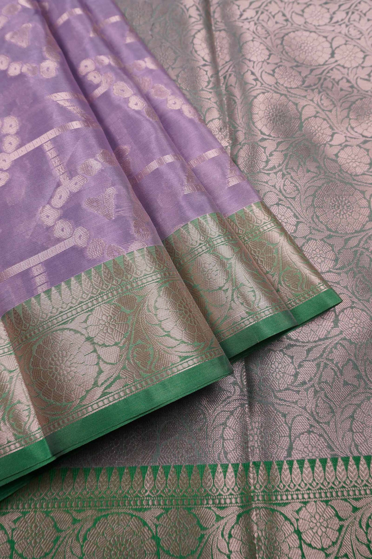 Light Violet Semi Silk Fancy Butta Brocade Pallu Saree