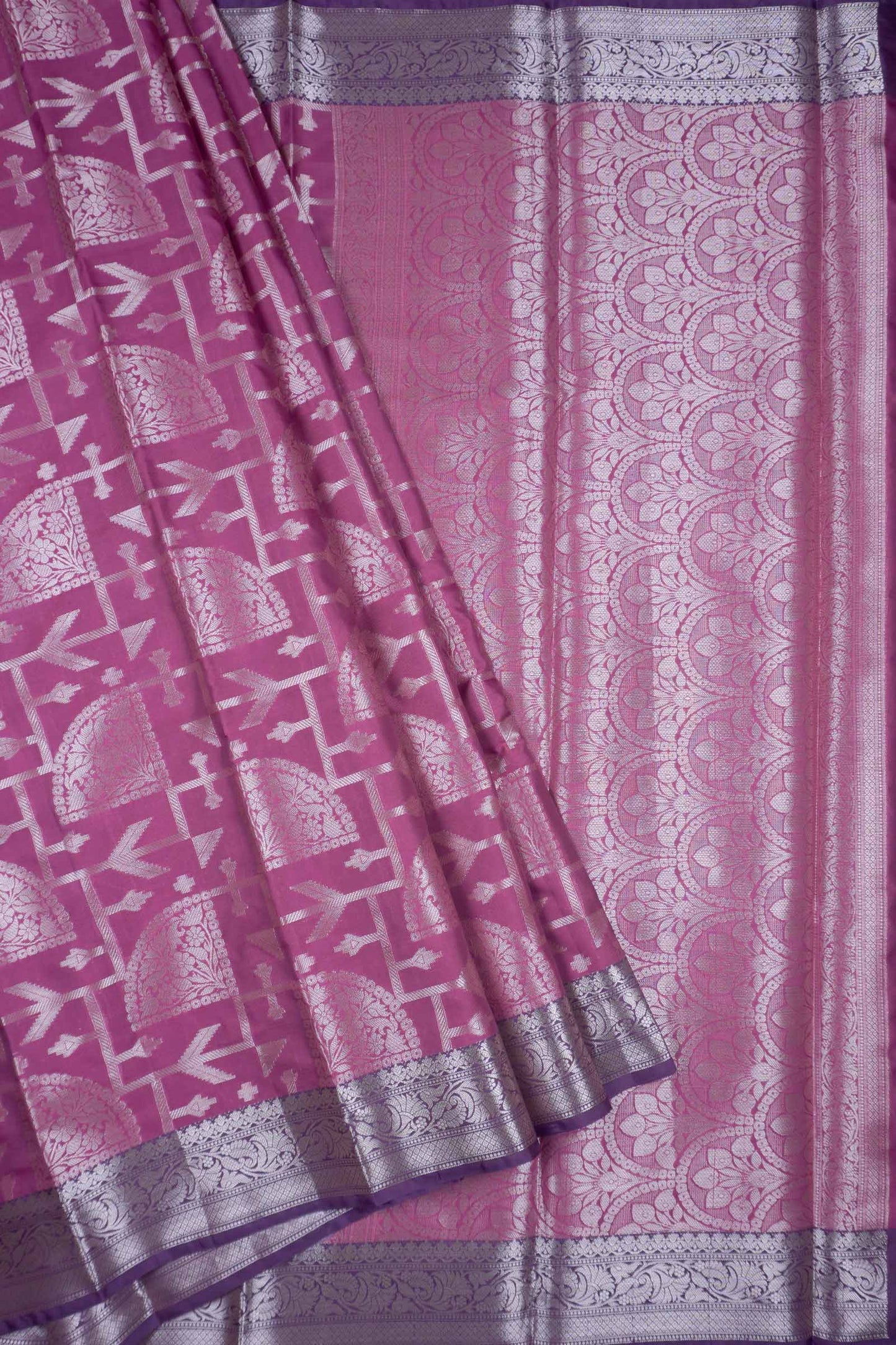 Burgundy Semi Silk Golden Fancy Zari Brocade Border Saree