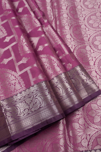 Burgundy Semi Silk Golden Fancy Zari Brocade Border Saree