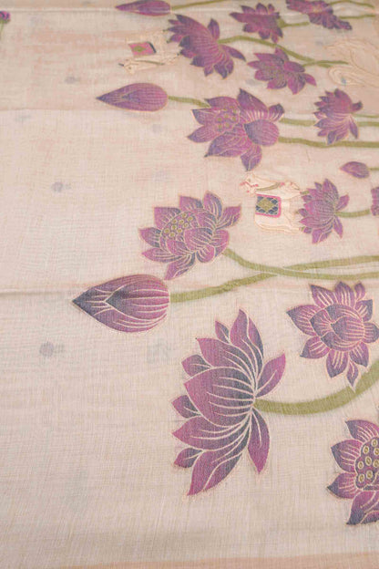 Off White Bengal Cotton Kamalam Butta Saree