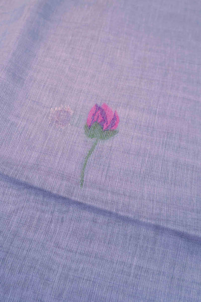 Violet Bengal Cotton Kamalam Butta Swan Garden Pallu Saree