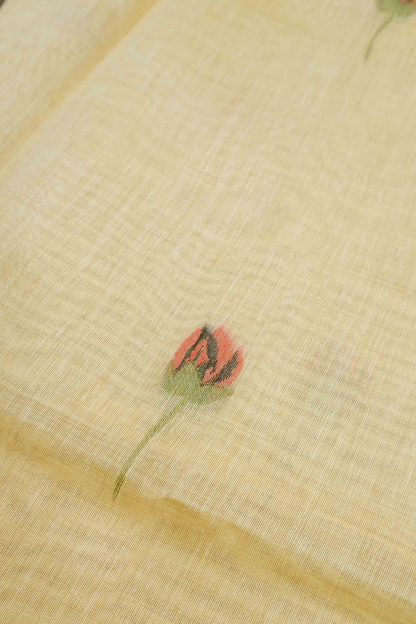 Yellow Cotton Kamalam Butta Swan Garden Pallu Saree