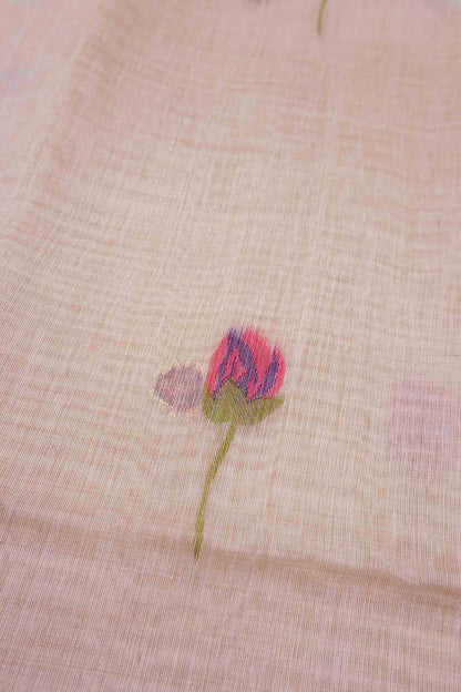 Off White Bengal Cotton Kamalam Butta Saree