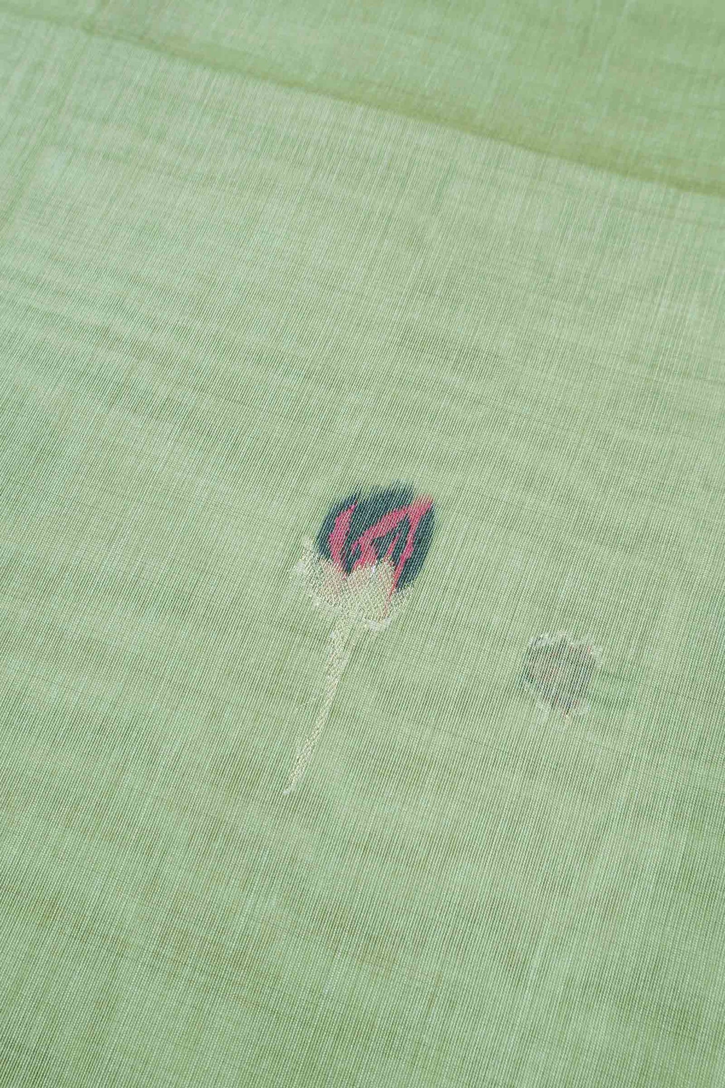 Light Green Bengal Cotton Kamalam Butta Swan Garden Pallu Saree