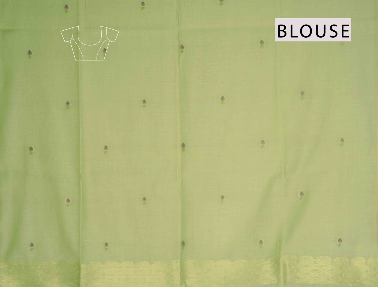 Light Green Bengal Cotton Kamalam Butta Swan Garden Pallu Saree