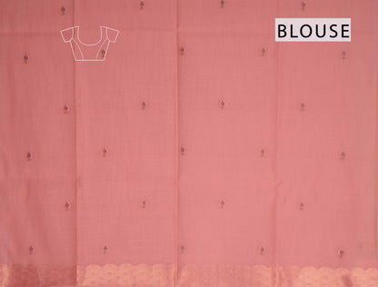 Light Pink Bengal Cotton Kamalam Butta Swan Garden Pallu Saree