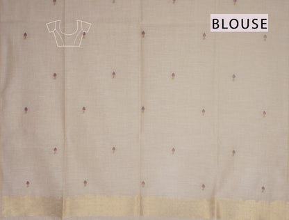 Off White Bengal Cotton Kamalam Butta Saree