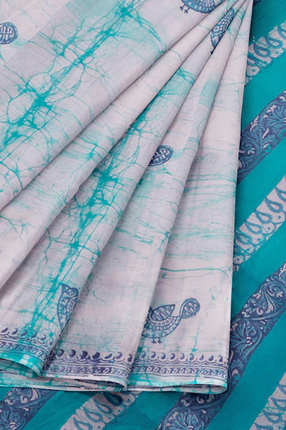 Light Blue Jaipur Cotton Little Sparrows Saree