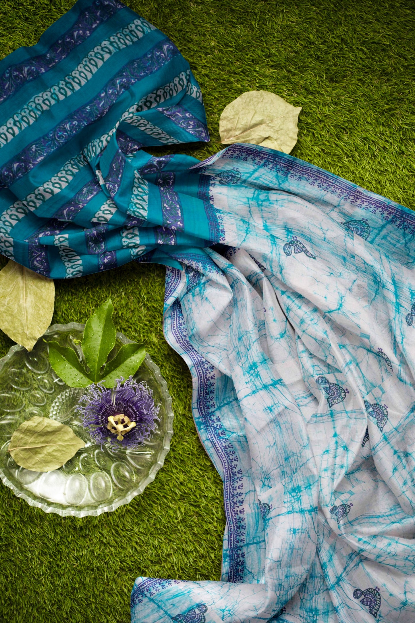 Light Blue Jaipur Cotton Little Birds Print Saree