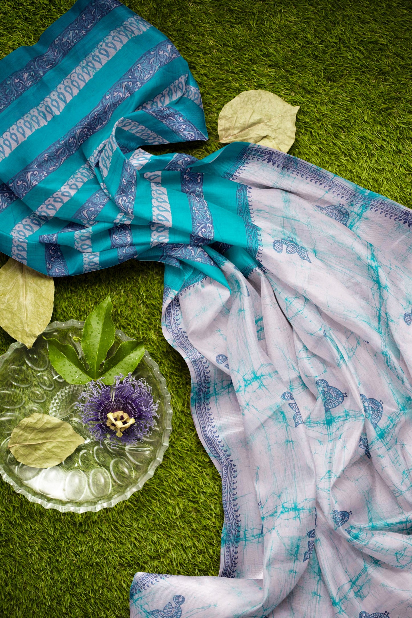 Light Blue Jaipur Cotton Little Sparrows Saree