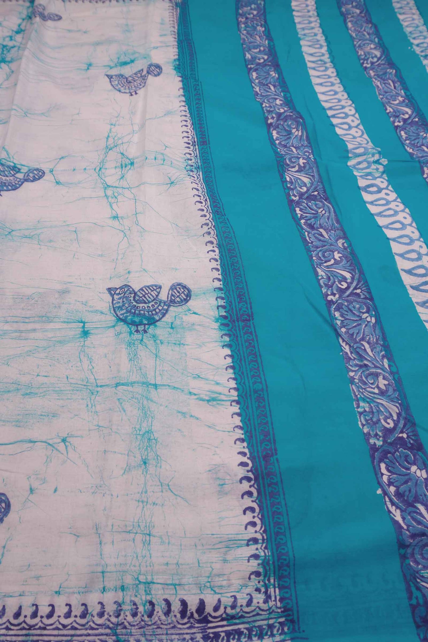 Light Blue Jaipur Cotton Little Sparrows Saree