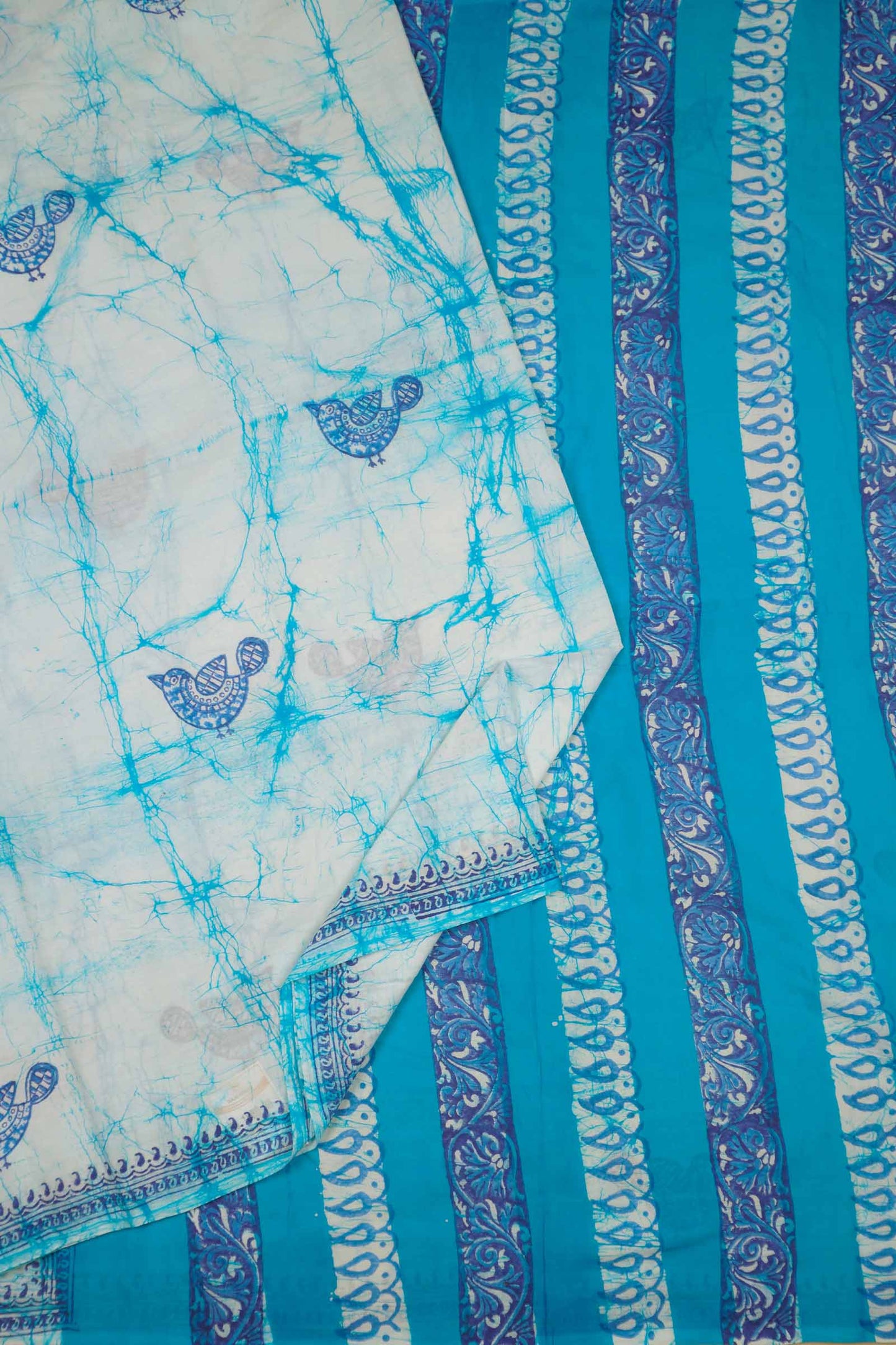 Light Blue Jaipur Cotton Little Sparrows Saree