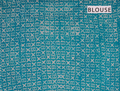 Light Blue Jaipur Cotton Little Birds Print Saree