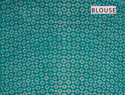 Light Blue Jaipur Cotton Green Butterfly Mango Border Saree