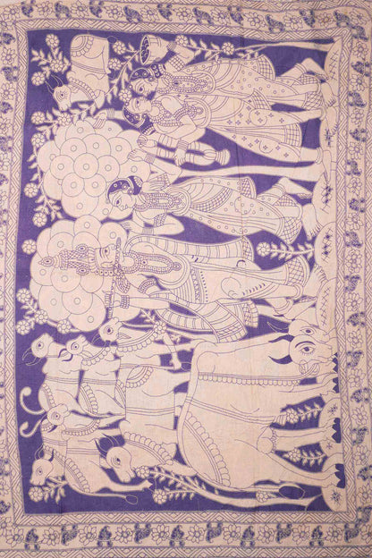 Violet Kalamkari Pure Cotton Warli Style Print  Saree