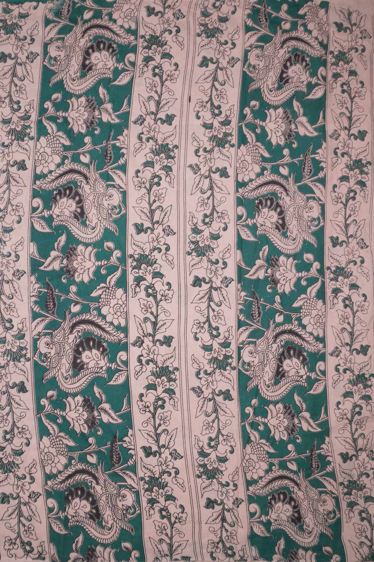 Red Kalamkari Pure Cotton Village Art Print  Saree