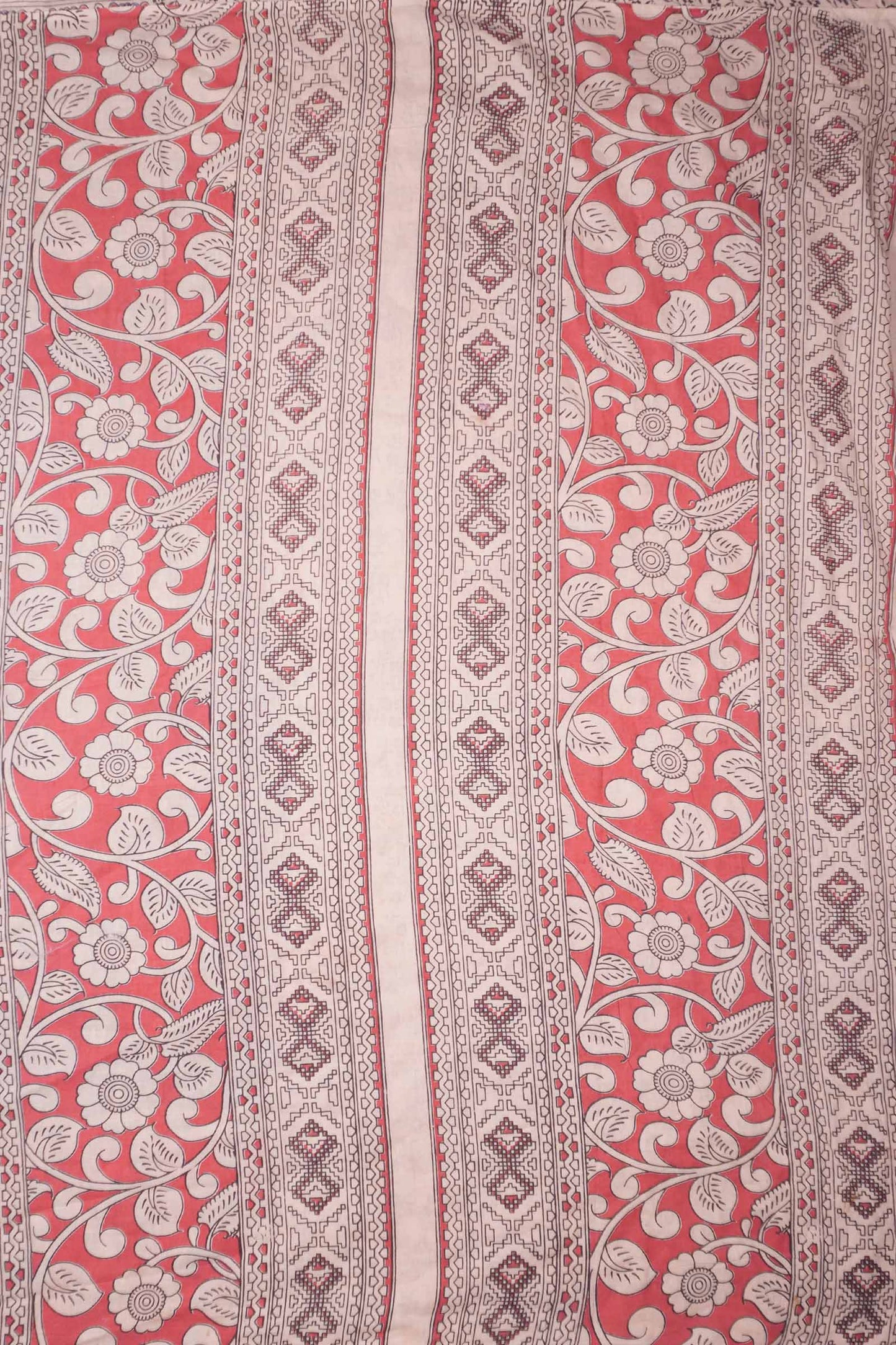 Blue Kalamkari Pure Cotton Fancy Stamp Print Floral Pallu Saree