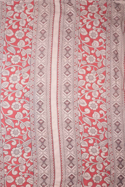 Blue Kalamkari Pure Cotton Fancy Stamp Print Floral Pallu Saree