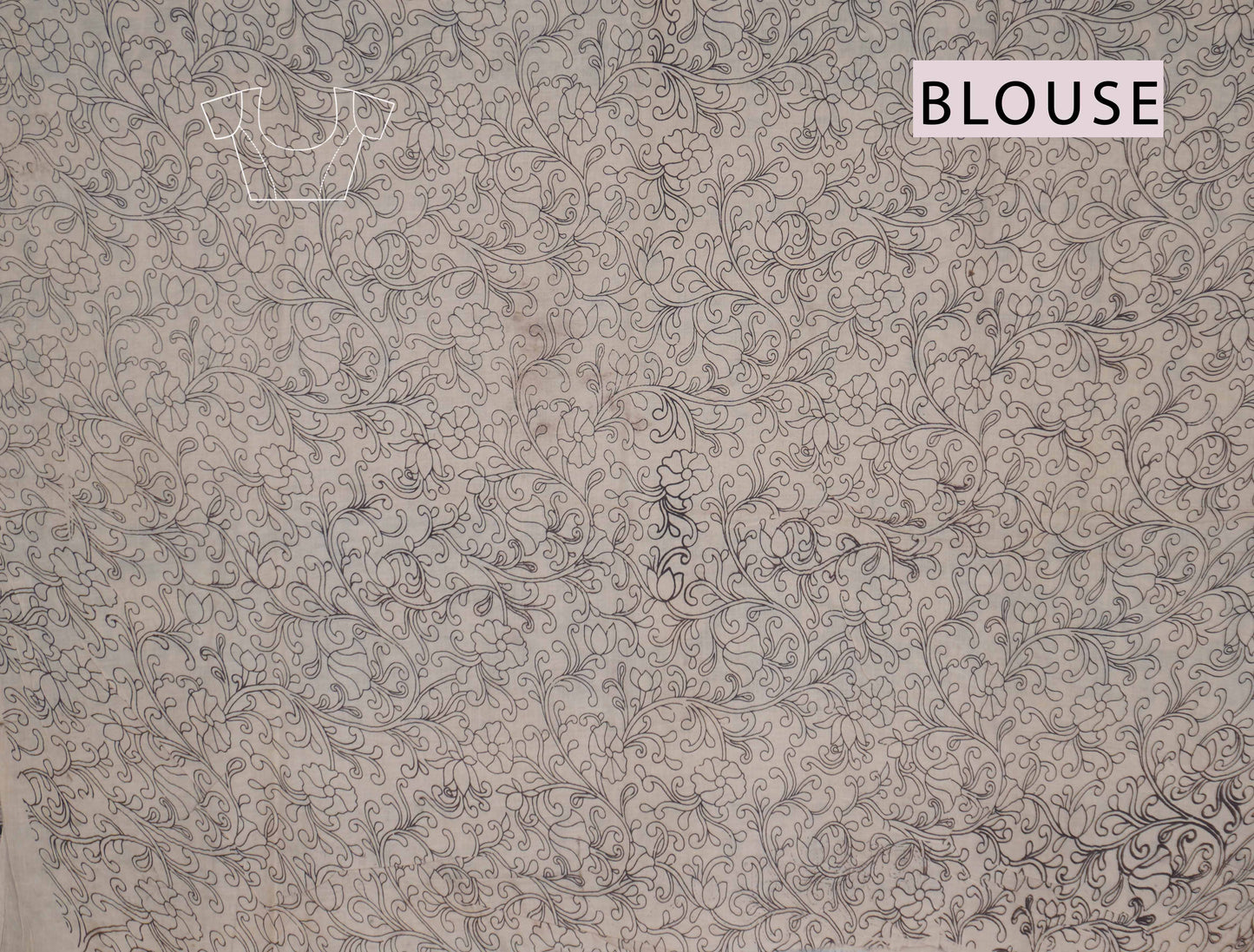 Black Kalamkari Pure Cotton Floral Scenes Print Saree