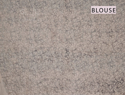 Black Kalamkari Pure Cotton Floral Scenes Print Saree