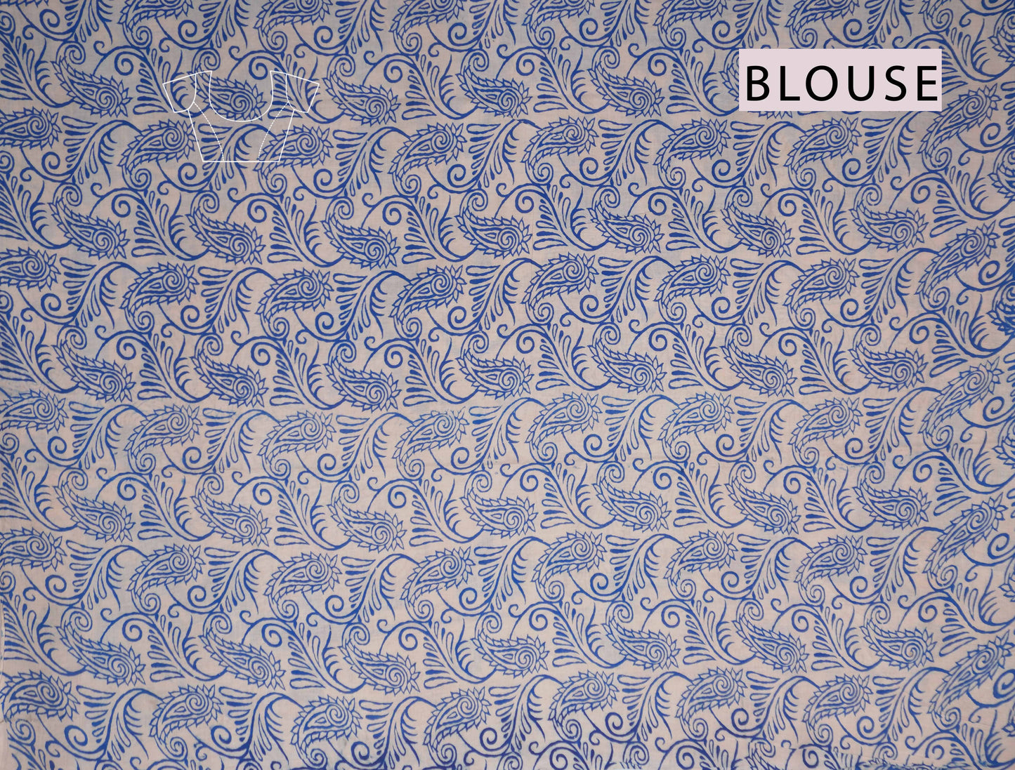 Blue Kalamkari Pure Cotton Elephant Border Peacock Pallu Saree