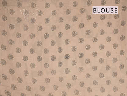 Off White Kalamkari Pure Cotton Chakra Print Vrindhavan Pallu Saree