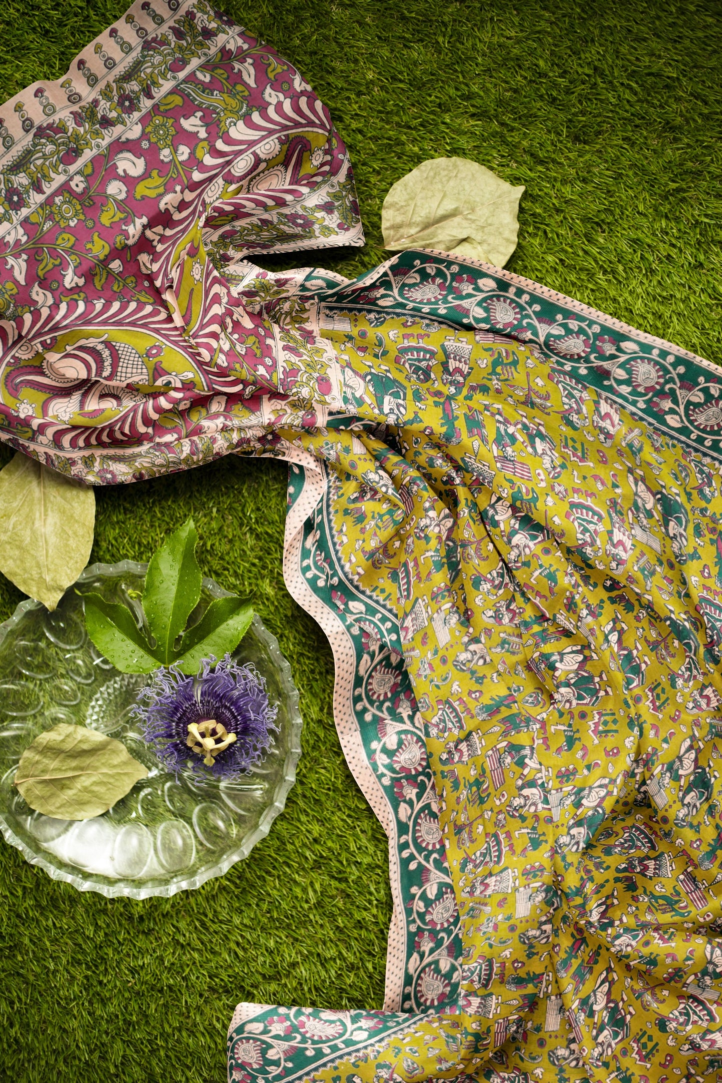 Green Kalamkari Pure Cotton Peacock Pallu Printed  Saree