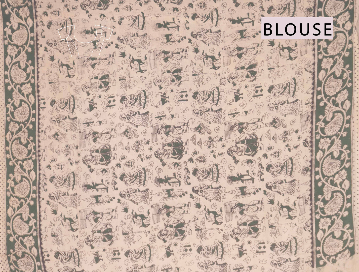 Green Kalamkari Pure Cotton Peacock Pallu Printed  Saree